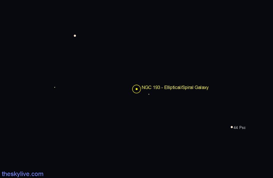Finder chart NGC 193 - Elliptical/Spiral Galaxy in Pisces star