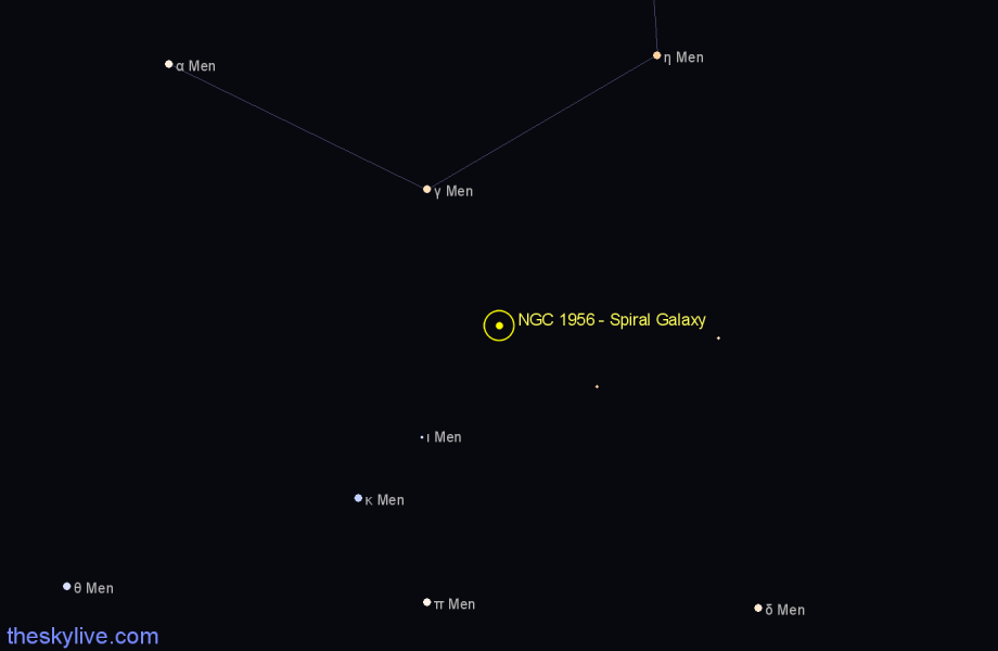 Finder chart NGC 1956 - Spiral Galaxy in Mensa star