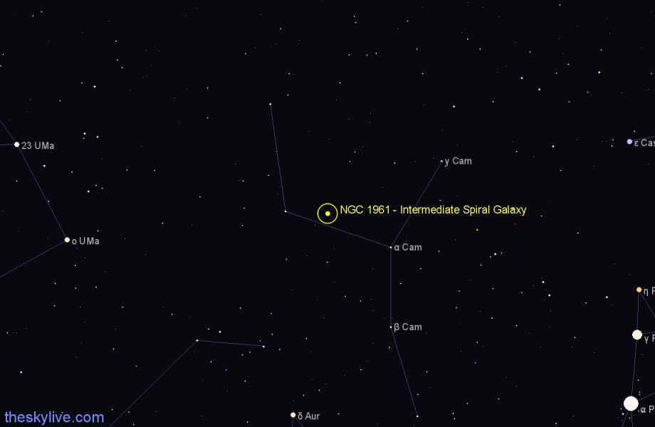 Finder chart NGC 1961 - Intermediate Spiral Galaxy in Camelopardalis star