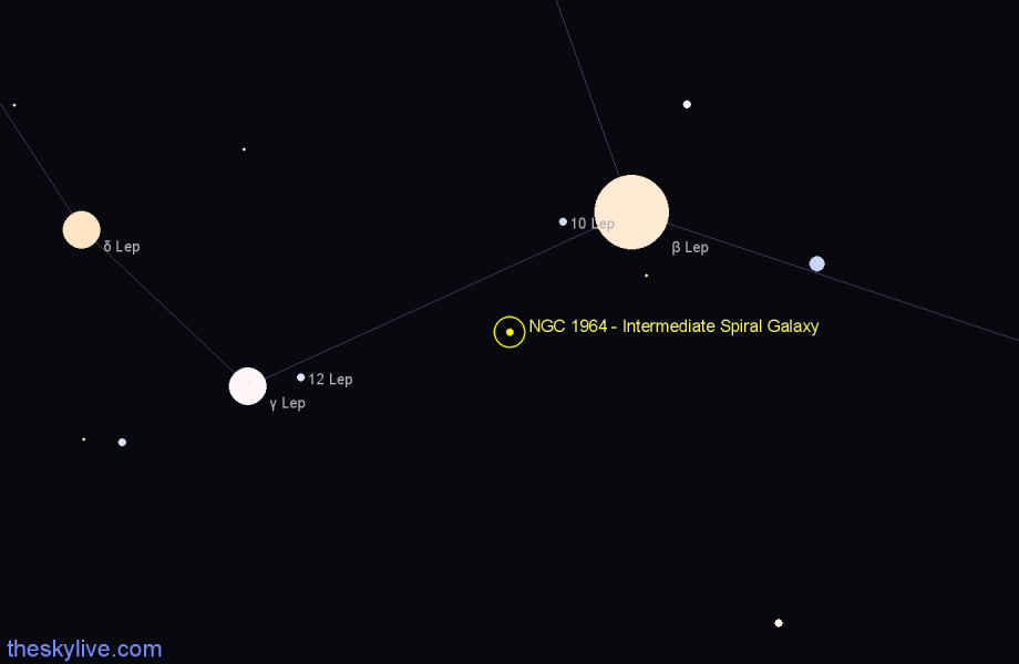 Finder chart NGC 1964 - Intermediate Spiral Galaxy in Lepus star