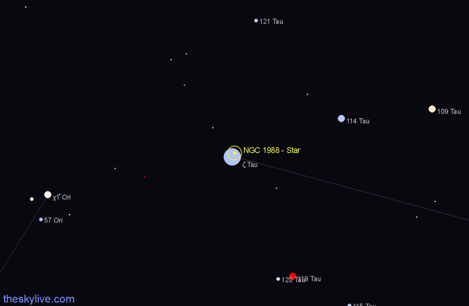 Finder chart NGC 1988 - Star in Taurus star