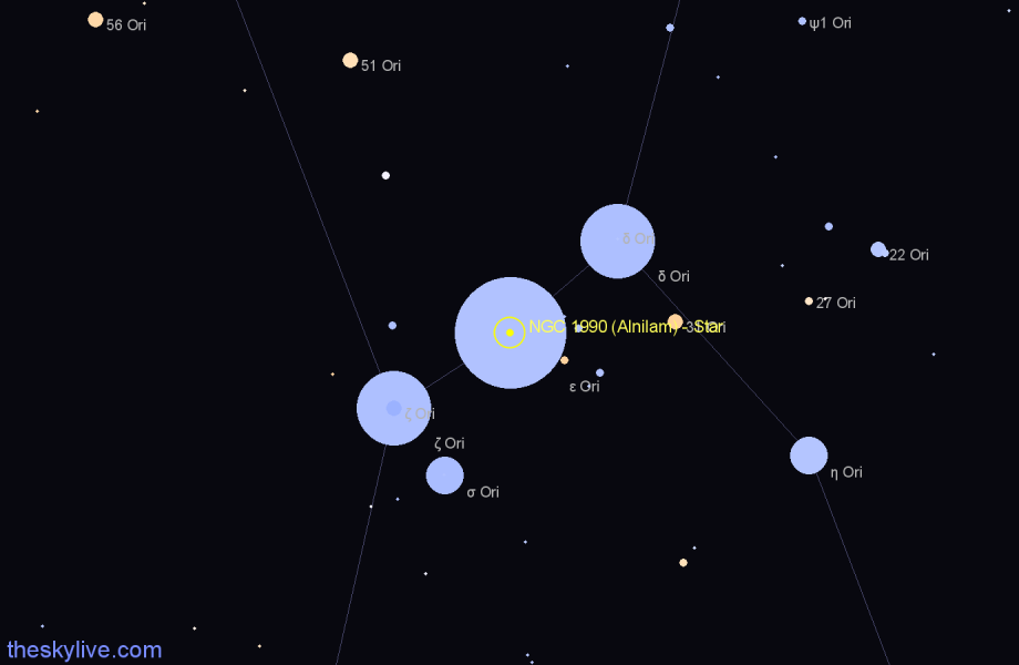 Finder chart NGC 1990 (Alnilam) - Star in Orion star