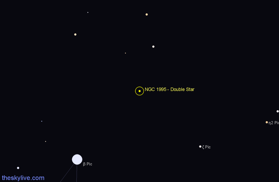 Finder chart NGC 1995 - Double Star in Pictor star