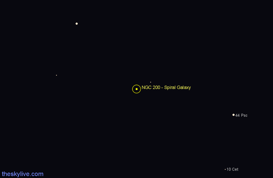 Finder chart NGC 200 - Spiral Galaxy in Pisces star
