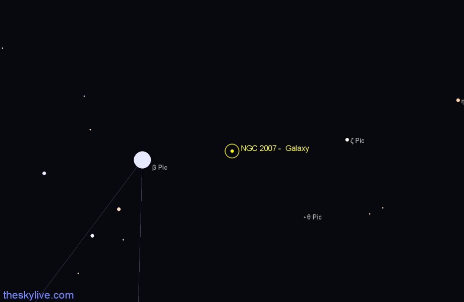 Finder chart NGC 2007 - Galaxy in Pictor star