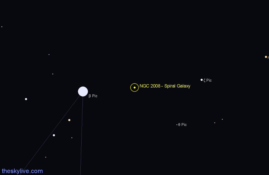 Finder chart NGC 2008 - Spiral Galaxy in Pictor star