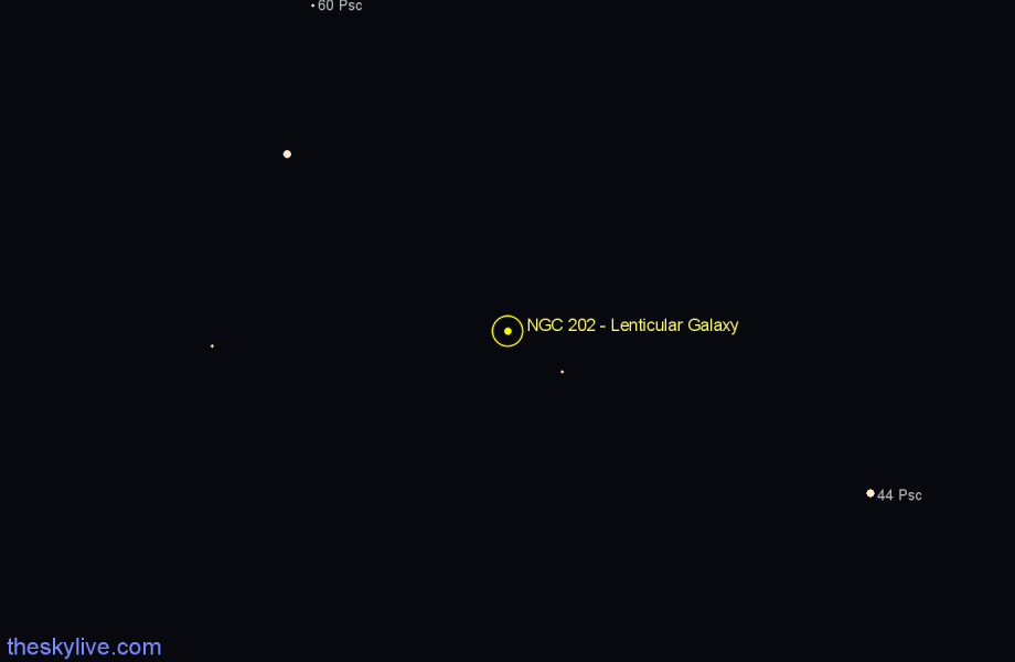 Finder chart NGC 202 - Lenticular Galaxy in Pisces star