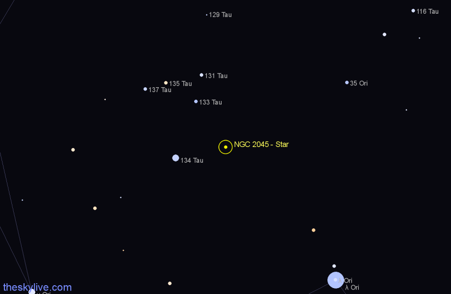 Finder chart NGC 2045 - Star in Taurus star