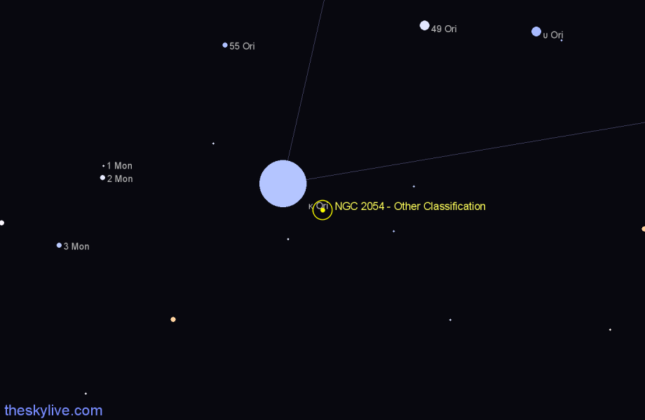 Finder chart NGC 2054 - Other Classification in Orion star