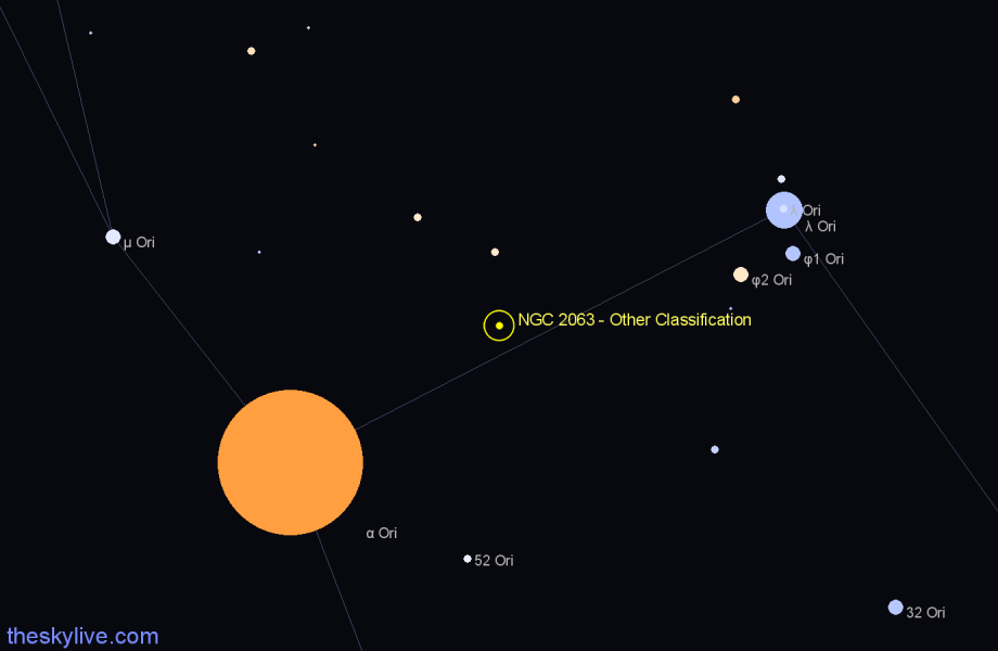 Finder chart NGC 2063 - Other Classification in Orion star