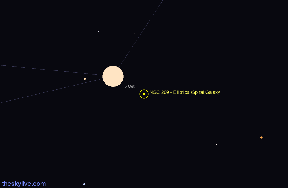 Finder chart NGC 209 - Elliptical/Spiral Galaxy in Cetus star