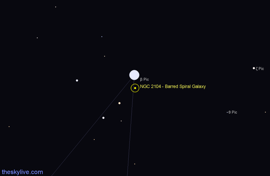 Finder chart NGC 2104 - Barred Spiral Galaxy in Pictor star