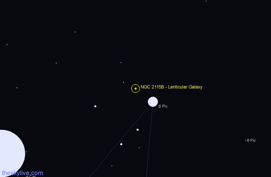 Finder chart NGC 2115B - Lenticular Galaxy in Pictor star