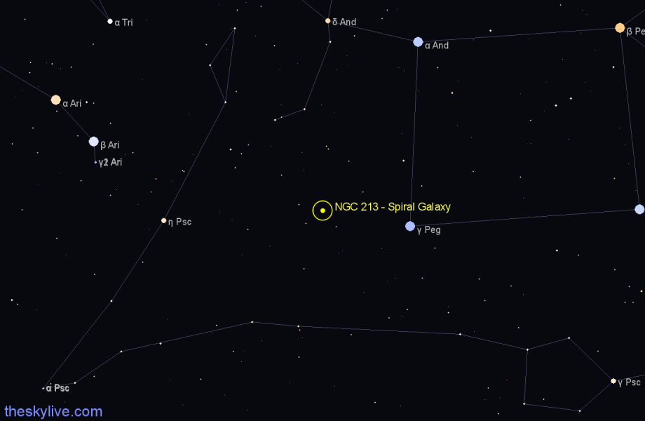 Finder chart NGC 213 - Spiral Galaxy in Pisces star