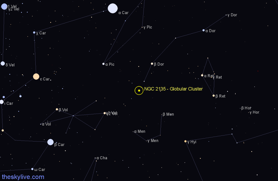 Finder chart NGC 2135 - Globular Cluster in Dorado star