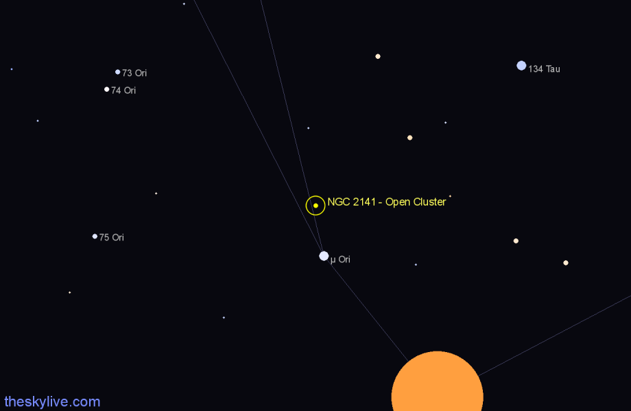 Finder chart NGC 2141 - Open Cluster in Orion star