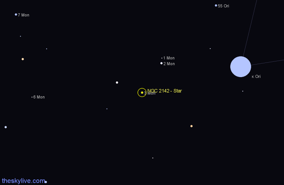 Finder chart NGC 2142 - Star in Monoceros star