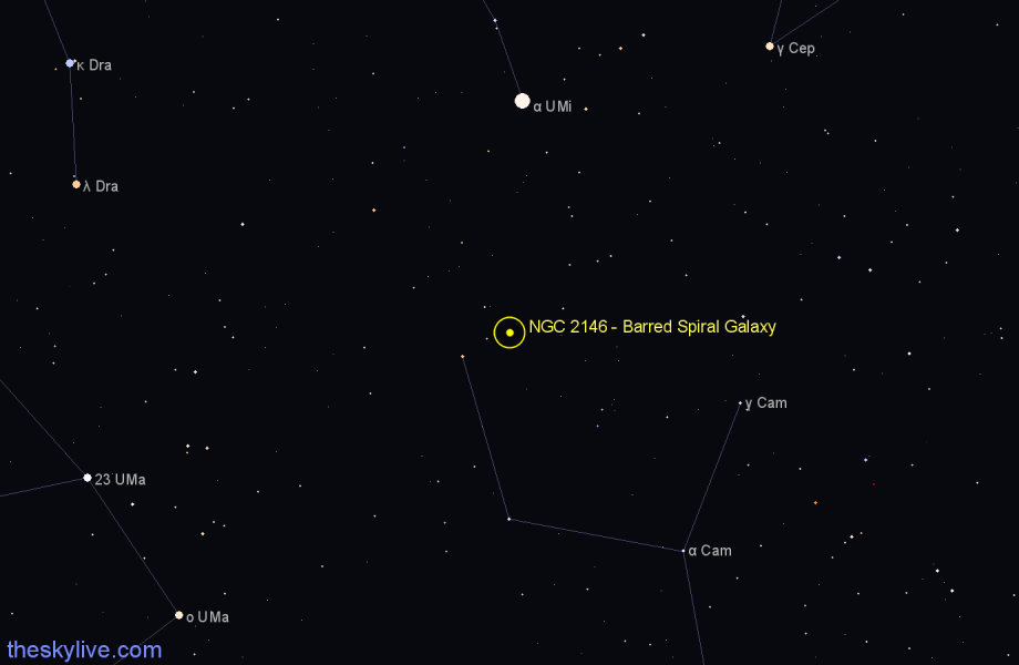 Finder chart NGC 2146 - Barred Spiral Galaxy in Camelopardalis star