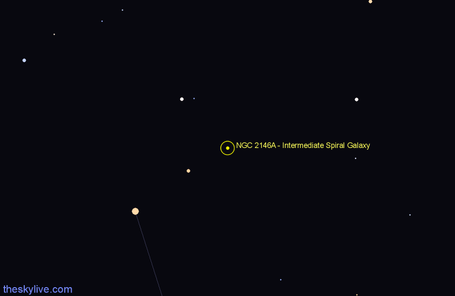 Finder chart NGC 2146A - Intermediate Spiral Galaxy in Camelopardalis star