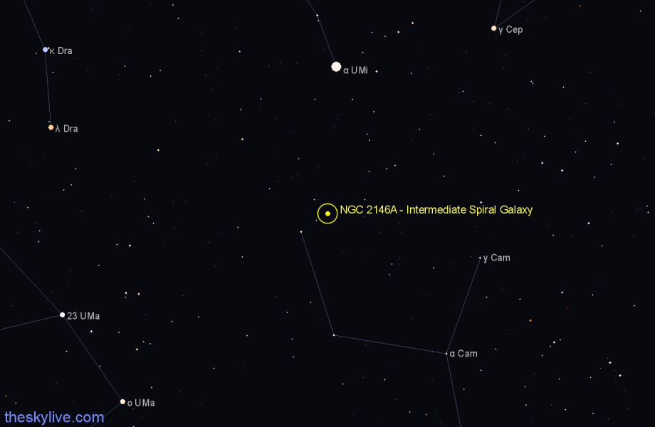 Finder chart NGC 2146A - Intermediate Spiral Galaxy in Camelopardalis star