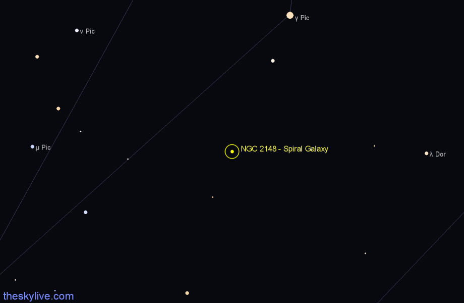 Finder chart NGC 2148 - Spiral Galaxy in Pictor star