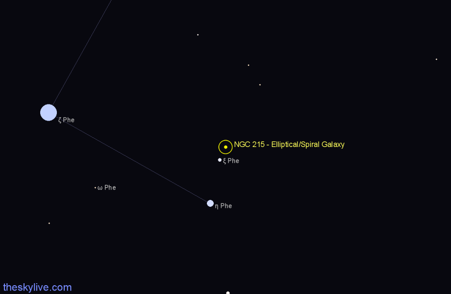 Finder chart NGC 215 - Elliptical/Spiral Galaxy in Phoenix star