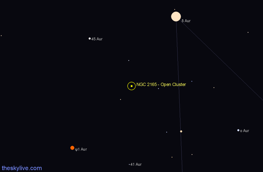 Finder chart NGC 2165 - Open Cluster in Auriga star