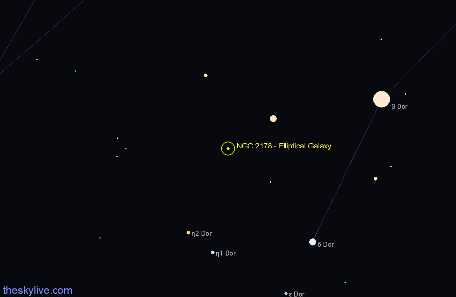 Finder chart NGC 2178 - Elliptical Galaxy in Pictor star