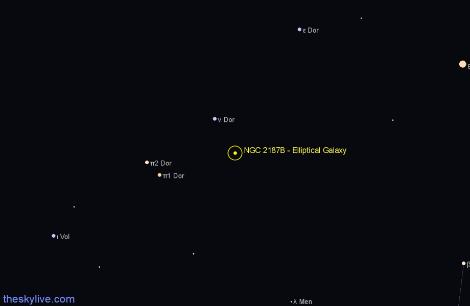 Finder chart NGC 2187B - Elliptical Galaxy in Dorado star