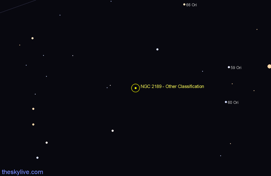 Finder chart NGC 2189 - Other Classification in Orion star