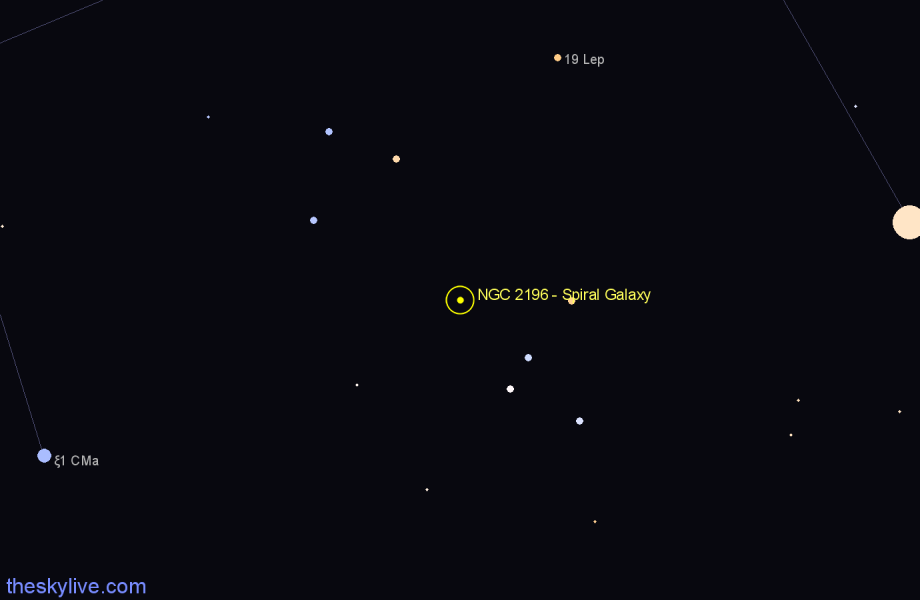 Finder chart NGC 2196 - Spiral Galaxy in Canis Major star