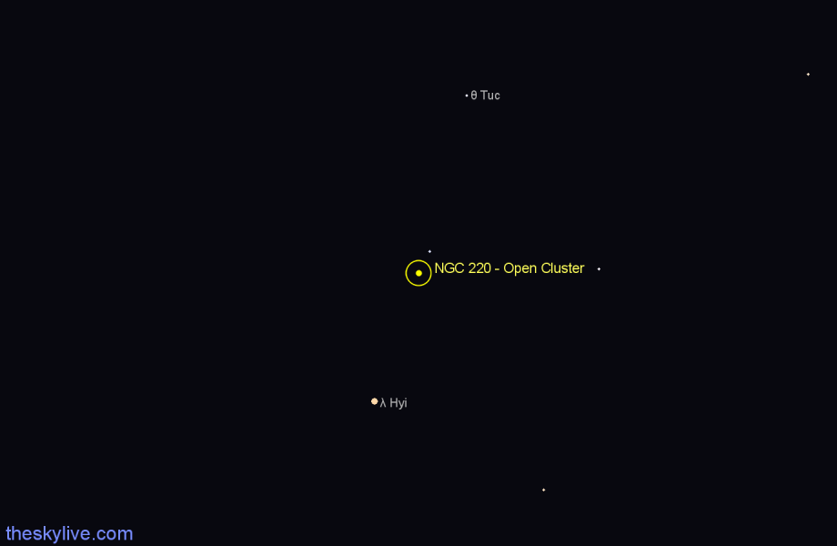 Finder chart NGC 220 - Open Cluster in Tucana star