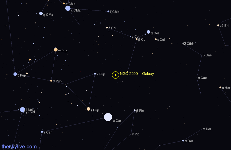 Finder chart NGC 2200 - Galaxy in Puppis star