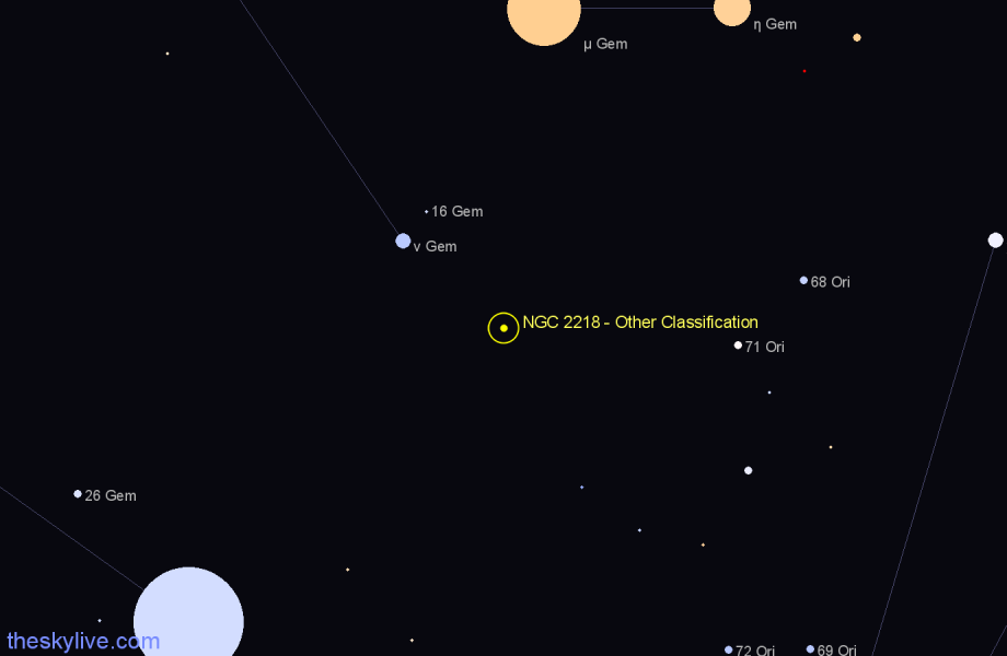 Finder chart NGC 2218 - Other Classification in Gemini star