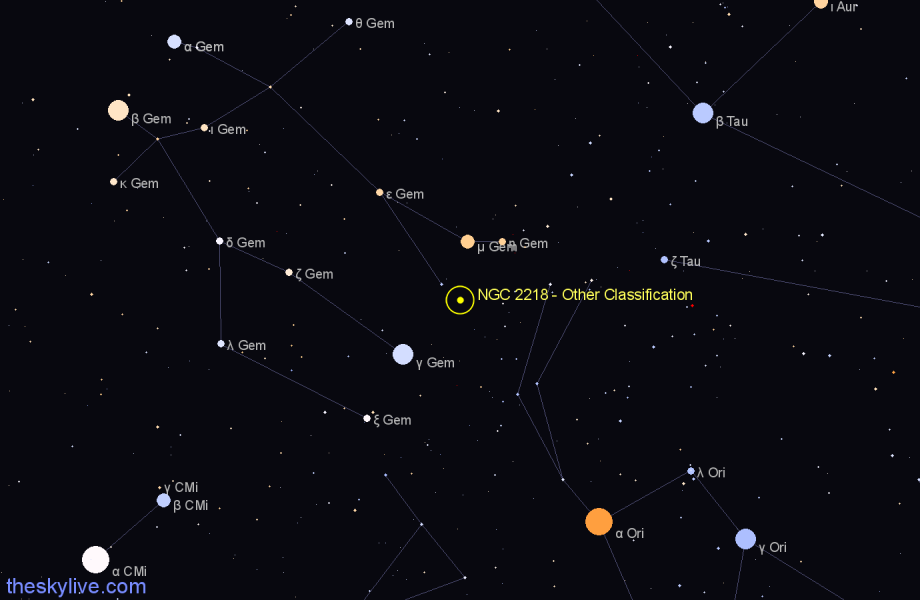 Finder chart NGC 2218 - Other Classification in Gemini star