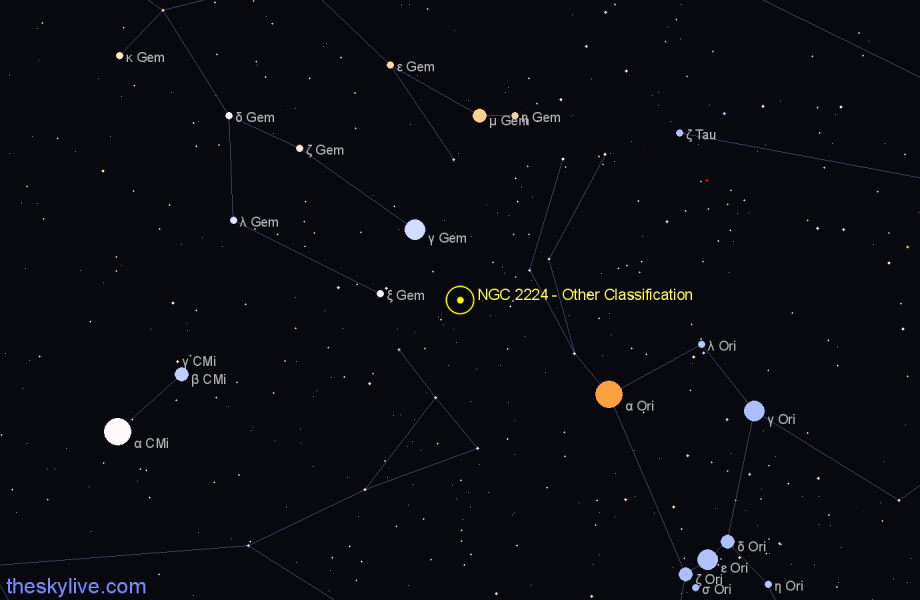 Finder chart NGC 2224 - Other Classification in Gemini star