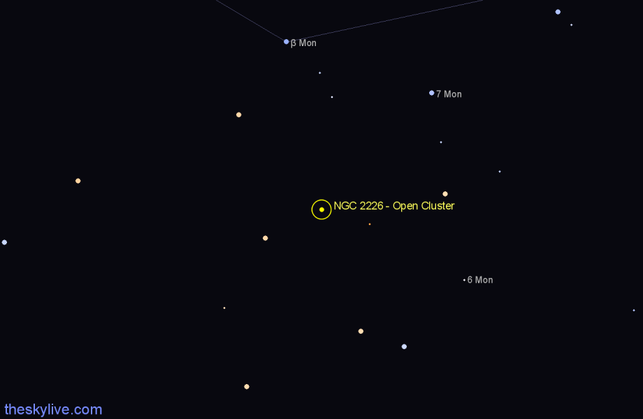 Finder chart NGC 2226 - Open Cluster in Monoceros star