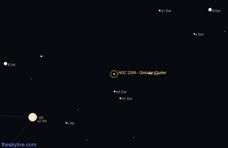 Finder chart NGC 2249 - Globular Cluster in Dorado star