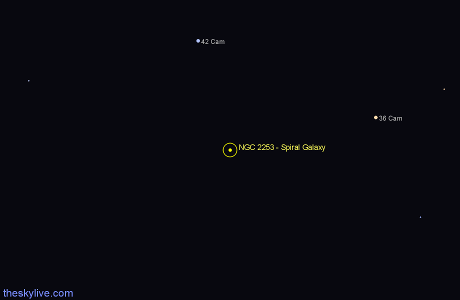 Finder chart NGC 2253 - Spiral Galaxy in Camelopardalis star