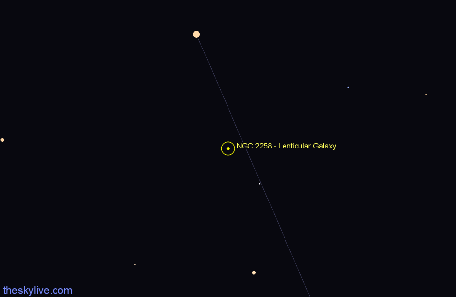 Finder chart NGC 2258 - Lenticular Galaxy in Camelopardalis star