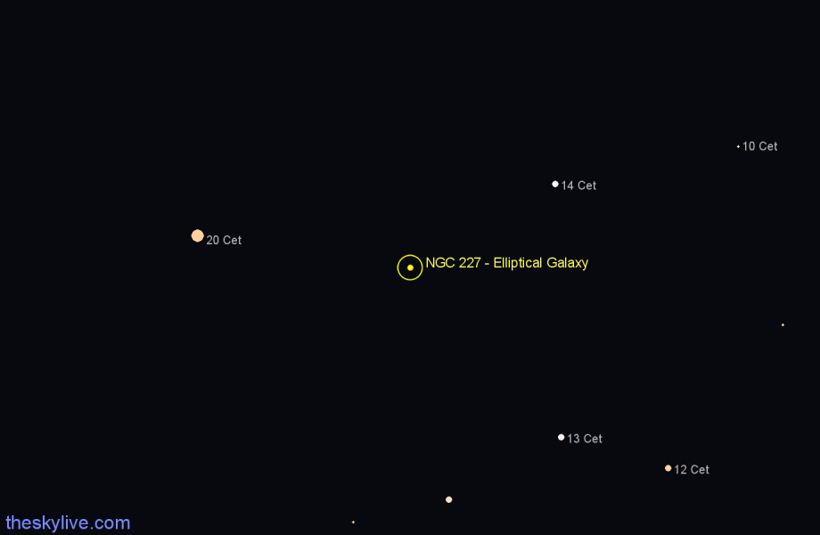 Finder chart NGC 227 - Elliptical Galaxy in Cetus star