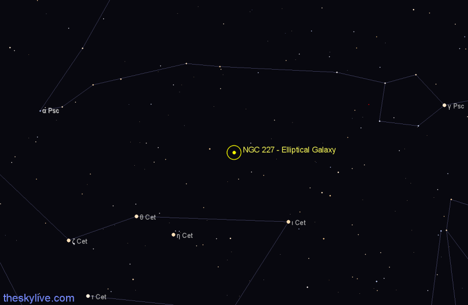 Finder chart NGC 227 - Elliptical Galaxy in Cetus star