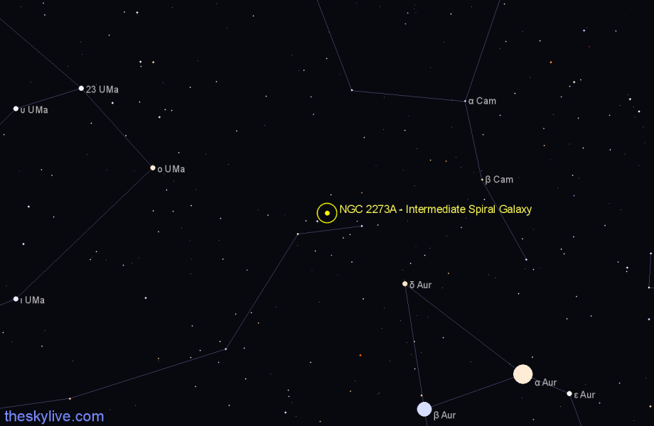 Finder chart NGC 2273A - Intermediate Spiral Galaxy in Lynx star