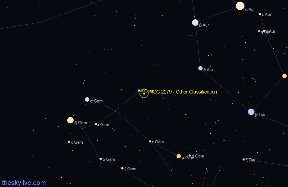 Finder chart NGC 2279 - Other Classification in Gemini star