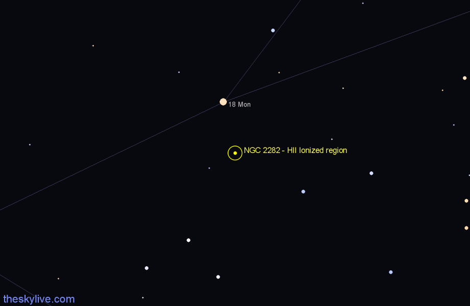 Finder chart NGC 2282 - HII Ionized region in Monoceros star