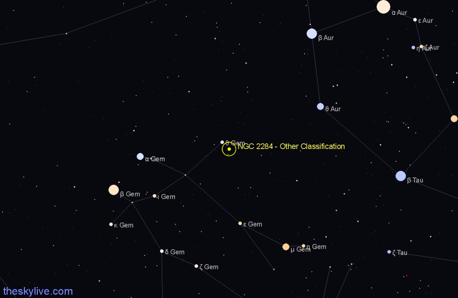 Finder chart NGC 2284 - Other Classification in Gemini star