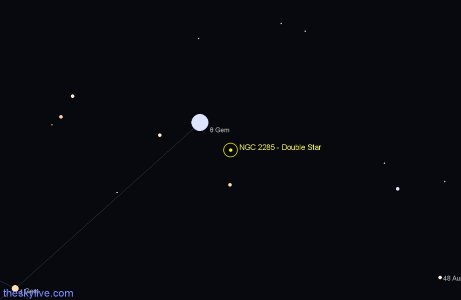 Finder chart NGC 2285 - Double Star in Gemini star