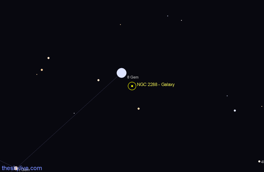 Finder chart NGC 2288 - Galaxy in Gemini star