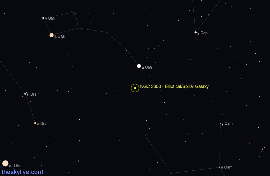 Finder chart NGC 2300 - Elliptical/Spiral Galaxy in Cepheus star