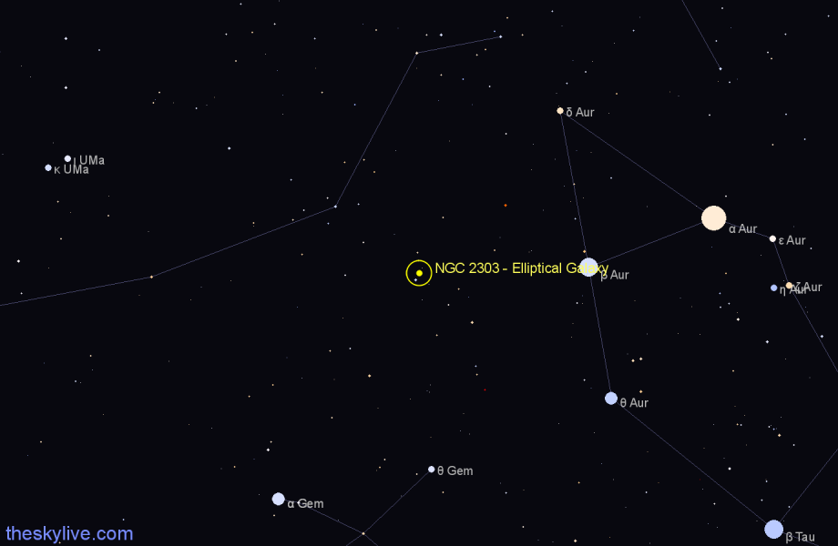 Finder chart NGC 2303 - Elliptical Galaxy in Lynx star